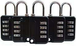 ZPLIUST - 4 Digit Combinations Padlock The Safe Cipher Lock, for Gym Outdoor & School Employee Locker, Toolbox, Fence, Hasp Cabinet, Resettable Combo Locks (Black 5 Pack)