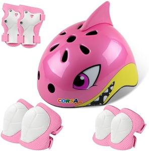Atphfety Kids Toddler Bike Helmet Set, Adjustable Boys Girl Helmets Protective Gear Set with Knee Elbow Pads Wrist Guards,Multi-Sports for Bicycle Skateboard Scooter