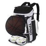 KINGSLONG Basketball Backpack, Soccer Backpack Basketball Equipment Bag with Ball Compartment & Shoe Compartment for Basketball, Large Sports Volleyball Football Bag for Men/Women (Black)