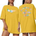 Oversized Youve Got A Friend Shirt Women Magical Shirt Funny Letter Print Tee Family Holiday Vacation Short Sleeve Tops, Yellow, Large