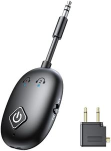 Niweya Bluetooth 5.3 Transmitter Receiver for Airplane, 2 in 1 Wireless Aux Bluetooth Adapter for AirPods or Wireless Headphones Dual Pairs, 3.5mm Audio for Flight TV Gym Car Stereo iPad Tablets