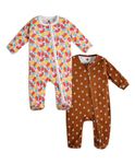 The Mom Store Baby Zipper Romper Cotton Soft and Comfortable Kids Bodysuit Sleep Wear Front Zippers Printed Combo Of 2 (Fruitilicious-Beary Best- 9-12 M)