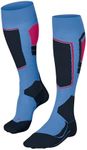 FALKE Women's SK4 Advanced Ski Socks, Knee High, Light Cushion, Winter Athletic, Breathable Quick Dry, Merino Wool, Blue (Morning Sky 6546), 8-9, 1 Pair