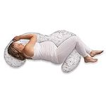 Boppy Slipcovered Total Body Pregnancy Pillow, Gray Scattered Leaves