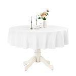 Romanstile Table Cloth round 120cm White outdoor,water resistant,Stain Resistant Washable small Table Cloths Polyester Table Cover for Coffee table Kitchen Dining Party Wedding Garden Indoor,47 Inch