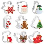 CCINEE 9pcs Christmas Cookie Cutters,Snowflake Santa Gingerbread Man Stainless Steel Biscuit Cutters for Christmas Party Decoration Supply