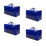 VENO 4 Pack Heavy Duty Oversized Storage Bag for Moving, College Dorm, Traveling, Camping, Christmas Decorations, Packing Supplies, Organizer Tote, Reusable and Sustainable (Blue, 4 Pack)