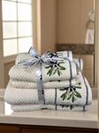 SENSES by Riba All Cotton 550 GSM Embroidered Towel Set for Bath - Pack of 4 (Style 17)