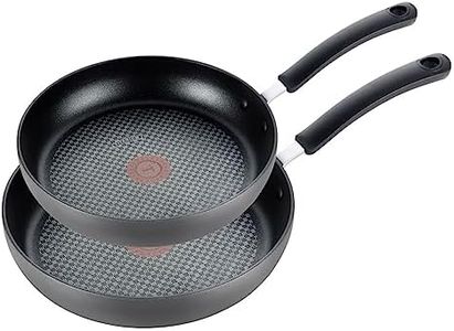 T-fal Ultimate Hard Anodized Nonstick Fry Pan Set 2 Piece, 10, 12 Inch, Oven Broiler Safe 400F, Cookware, Pots and Pans Set Non Stick, Kitchen Frying Pans, Cooking Skillets, Dishwasher Safe, Grey