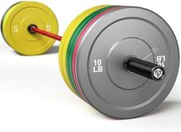 Goimu Barbell Weight Set, 7FT Olympic Barbell with Weight Plates (290LB Color), Fits 2-inch Standard Bumper Plates, 1500LB Capacity Knurled Grip Bar for Squats, Weightlifting, Bench Press, Deadlifts & Hip Thrusts, Red