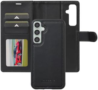 Boyobacase Wallet Case for Samsung Galaxy S24 FE 5G,for Galaxy S24 FE 5G Case,2 in 1 Detachable Wallet Magnetic Case with Card Slots Cash Pocket Stand Feature with Wrist Strap-Black