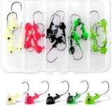 Alwonder 20-Pack Walleye Jigs Kit with 3D Eyes, Walleye Fishing Jig Heads Stand Up Swimbait Jig Head 1/4oz, Flat Bottom Jigs Heads Hooks Lures Saltwater Freshwater Fishing Bass