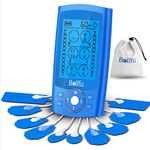 Belifu Dual Channel TENS EMS Unit 24 Modes Muscle Stimulator for Pain Relief Therapy, Electronic Pulse Massager Muscle Massager with 10 Pads, Dust-Proof Drawstring Storage Bag