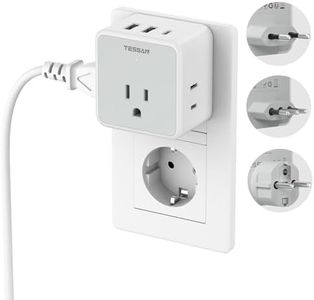 TESSAN All European Italy Travel Plug Adapter Kit, International Detachable Converter with 3 Outlet 3 USB Charger (1 USB C), Type C/E/F/L EU Power Adaptor, US to France Germany Spain Greece Iceland