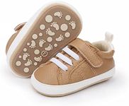 E-FAK Baby Shoes Boys Girls Infant Sneakers Non-Slip Rubber Sole Toddler Crib First Walker Shoes, 09 Khaki, 0-6 Months Infant