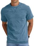 NITAGUT Men’s Distressed T-Shirts Cotton Crew Neck Vintage Tees Summer Casual Shorts Sleeves Tops,Denim Blue,XL