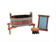 Melody Jane Dollhouse Victorian Wash Tub on Legs Laundry Washboard & Scrubbing Brush