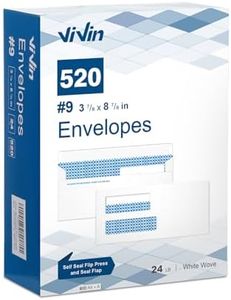 Vivin #9 Flip and Seal Security-Tinted Business Envelopes for Quickbooks Invoices and Business Statements, Home & Office, 3-7/8 x 8-7/8 Inches, Double Window, 24 LB, White, 520 Packs