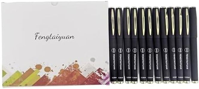 Fengtaiyuan 038P18x12, Black Gel Ink Roller Ball Pens, Black Ink, Ultra Fine 0.38mm, Writting Pens, Smooth, 12 Pack (038P18x12)