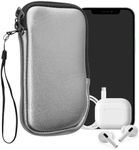 kwmobile Neoprene Phone Pouch Size M - 5.5" - Universal Cell Sleeve Mobile Bag with Zipper, Wrist Strap - Metallic Grey