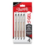 Sharpie S-Gel, Gel Pens, Sleek Metal Barrel, Champagne, Medium Point (0.7mm), Black Ink, 4 Count