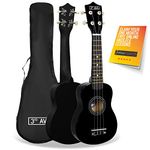 3rd Avenue Soprano Ukulele Beginner 21 Inch 4 Nylon Strings with Free Uke Bag – Black – FREE 1 Month Online Lessons