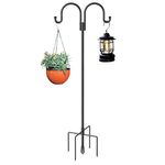 Highpro Double Shepherd Hooks for Outdoor, 63 Inch Heavy Duty Bird Feeder Pole for Hanging Bird Feeder, Garden Hooks Plant Baskets, Garden Plant Hanger Stands with 5 Prong Base