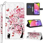 VODEFOX for Samsung Galaxy A34 5G Case, Wallet Flip Folio Cute 3D Cartoon Print PU Leather Case Women Card Slots Stand Magnetic Closure Protective Cover for Galaxy A34 5G - Tree Cat