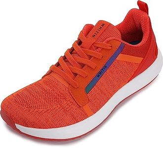 WHITIN Men's Wide Width Toe Box Road Running Shoes Zero Drop Size 11 11.5 Knit Upper Breathable Lightweight Rubber Non Slip Cushioned Orange 45