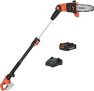 MAXLANDER 8 Inch Cordless Pole Saw, 20V Power Pole Chainsaw for Tree Trimming, Telescoping Electric Tool-free Installation, Adjustable Head Pole Saw with 2.0Ah Battery & Fast Charger
