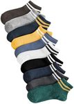 OYOANGLE Women's 10 Pairs Vintage Striped Ankle Socks Athletic Sport Casual Crew Socks Green Multi One-Size