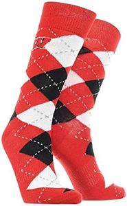 TCK Wisconsin Badgers Argyle Dress Socks (Red/Black/White, Large)