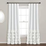 Lush Decor Allison Ruffle 100% Lined Blackout Window Curtain Panel (Single Panel), 84" L x 40" W, White