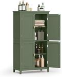 VASAGLE Bathroom Floor Storage Cabinet, Bathroom Storage Unit, Freestanding Cabinet with 4 Doors, Adjustable Shelves, 11.8 x 23.6 x 43.3 Inches, Forest Green UBBC552C01