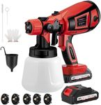Cordless Paint Sprayer, Ovshnrr 21V 18000RPM Cordless Paint Sprayer Gun with 2x3000mAh Battery, 5 Nozzles & 3 Spray Modes, 900ML Container for House Painting, Walls, Fences, Ceilings