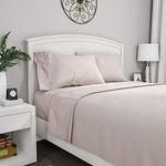 Brushed Microfiber Sheet Set- 4 Piece Bed Linens- Fitted & Flat Sheets, 2 Pillowcases- Wrinkle, Stain & Fade Resistant by Lavish Home (Queen, Beige)