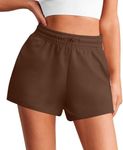 PINSPARK Womens Athletic Shorts Casual Lounge Sweat Short Comfy Soft SweatShorts Running Apparel Loungewear with Pockets Brown Large