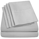 Sweet Home Collection Size Bed Sheets - 4 Piece 1500 Thread Count Fine Brushed Microfiber Deep Pocket Sheet Set Bedding - 2 Extra Pillow Cases, Great Value, Twin, Silver