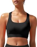 RUNNING GIRL High Impact Sports Bras for Women - Scoop Neck Strappy Sports Bra High Support Moulded Cup Workout Bra(WX3022 Black M)