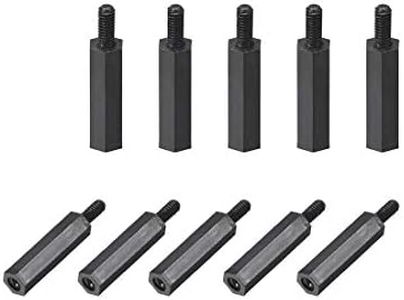 uxcell M2.5x20mm+6mm Male-Female Hex Nylon PCB Motherboard Spacer Standoff for FPV Drone Quadcopter, Computer & Circuit Board Black 50pcs