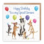 Hunts England Special Someone Birthday Card For Him/Her - Dancing Dogs - Men's/Women's Birthday Card For Someone Special, Friend, Family Relation, etc. - Milo's Gallery - Funny Card