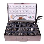 Epi-Torque Metric M6 M8 M10 M12 Stainless Alloy Steel 202 Grade Button Head Screws Nuts, Bolt, Washer with Allen Keys Assortment Kit Set with SS Box 855 Pcs Pack