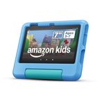 Amazon Fire 7 Kids tablet (newest model), ages 3-7. Top-selling 7" kids tablet on Amazon - 2022, ad-free content with parental controls included, 10-hr battery, 16 GB, Blue