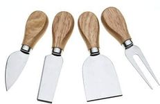 Iktu 4 Pieces Set Cheese Knives with Wood Handle Steel Stainless Cheese Slicer Cheese Cutter