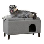 Modern 32" Wide Pet Ottoman Bed for Small to Medium Dog or Cat in Gray