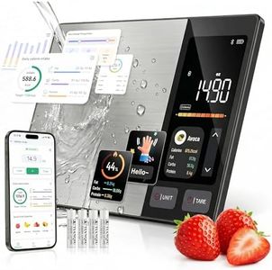 Smart Food Scale with Nutritional Calculator, Calorie & Macro Tracker, Bluetooth Kitchen Scale, Tracks Protein, Carbs & Fat, 23 Nutrients, 50+Built-In Foods, Stainless Steel Food Scale for Weight Loss