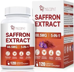 Migcopat Happy Saffron Supplements - 5 in 1 Saffron Capsules with 10:1 Saffron Extract 88.5mg, Goji Berry, Ginseng & Chrysanthemum – Supports Focus, Energy & Emotional Balance - 120 Capsules