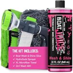 Boat Juice Boat Wash Kit | pH Neutral Soap Boat Cleaner | HydroSuds Sprayer, 2in1 Wash Mitt, XL Microfiber Towel | Bubble Gum Scent | Marine Detailing & Cleaning | Made in USA (32oz)