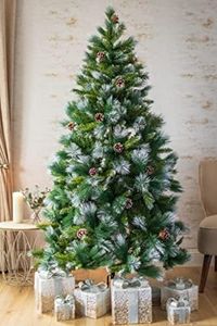 Marco Paul Artificial 6ft Christmas Tree - 180cm Easy Assembly Premium Xmas Tree with Thick Hooked Branches, Metal Stand & Fake Snow - Green & White Trees for Christmas Decorations & Xmas Home Decor