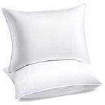 SHERWOOD Hotel Collection Pillows with Luxury Down Alternative Filling and 260 TC Cotton Cover (White Grid, Standard 20x26 inch)